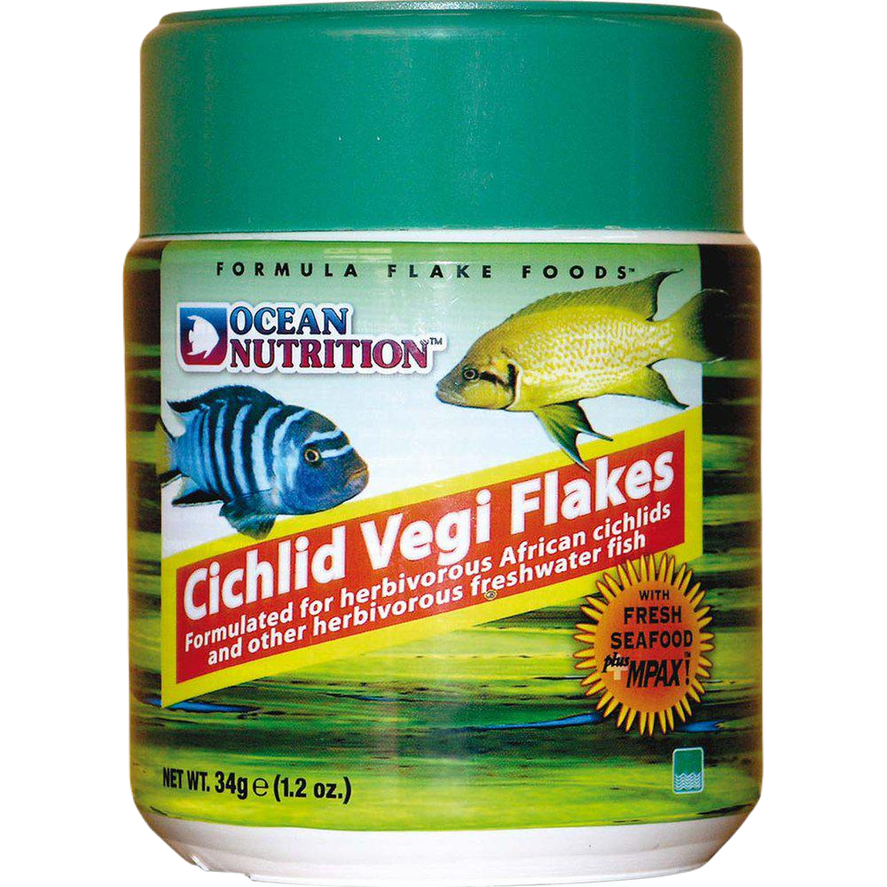 Ocean Nutrition - Cichlid Vegi Flakes 34 g - Fisk - FôrPetXL