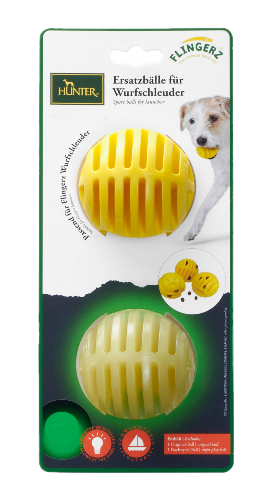 Hunter Hundeleketøy Flingerz erstatningssett pakke med to