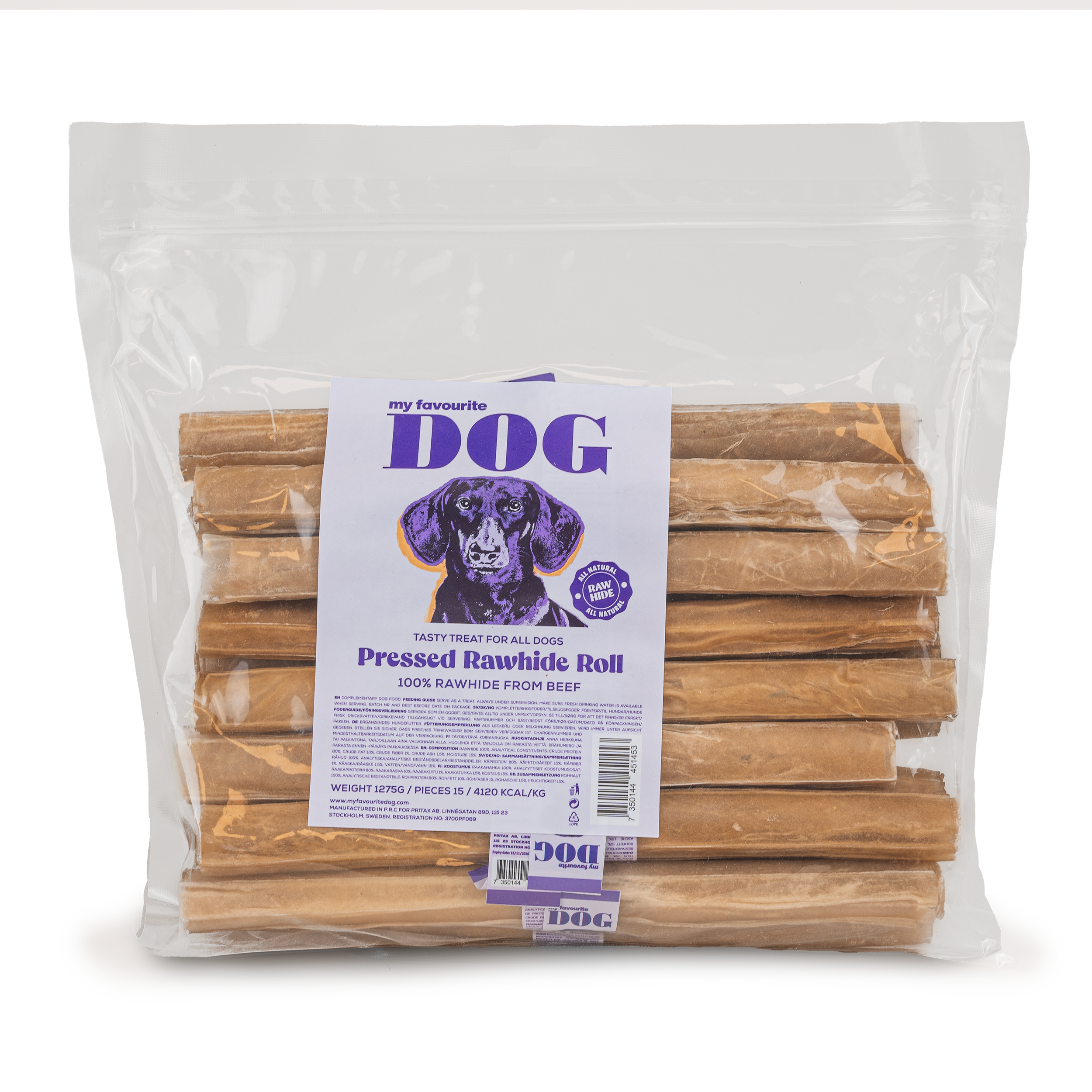 My favourite DOG Presset tyggerull av råhud - Naturell 85 g