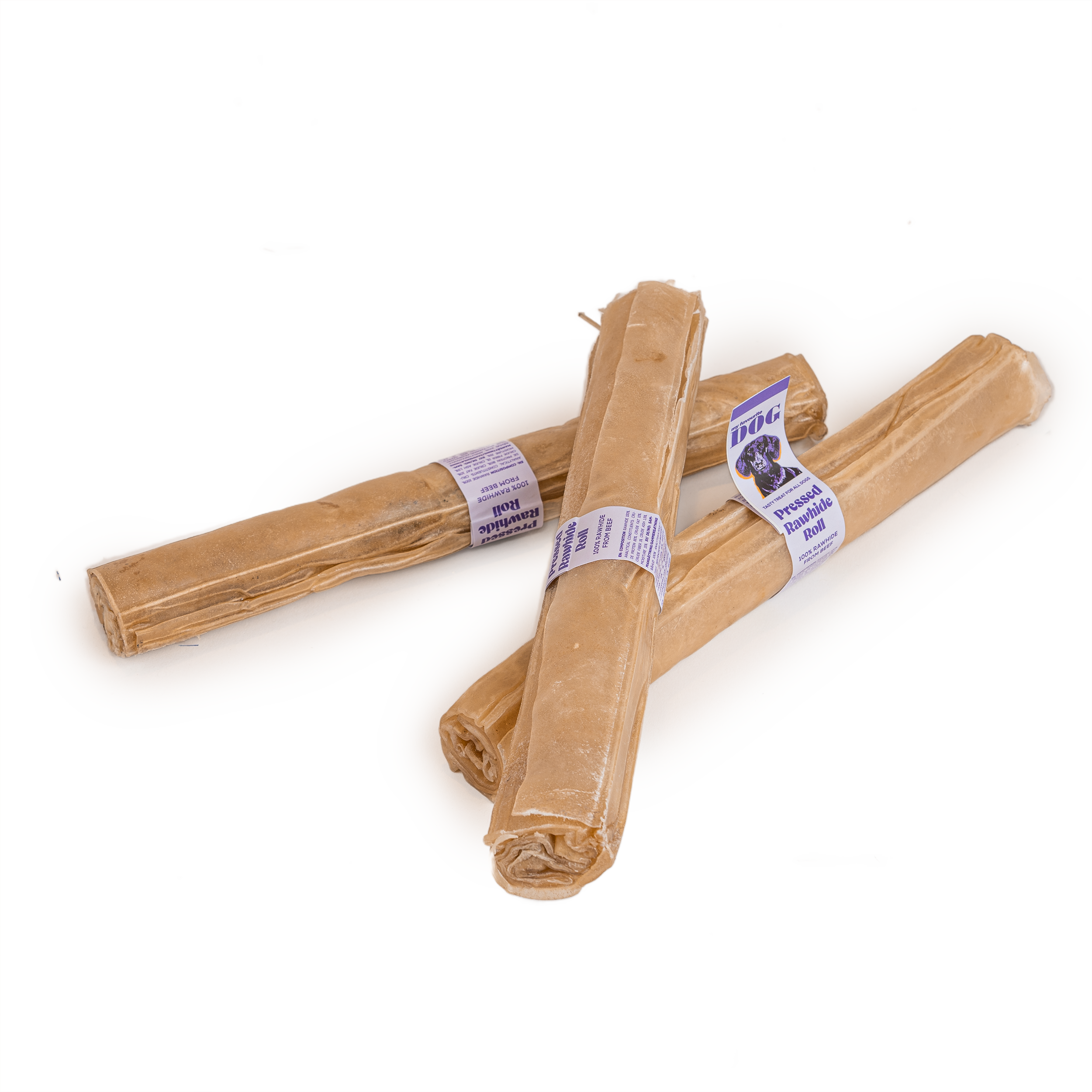 Presset tyggerull av råhud - Natural 200 g