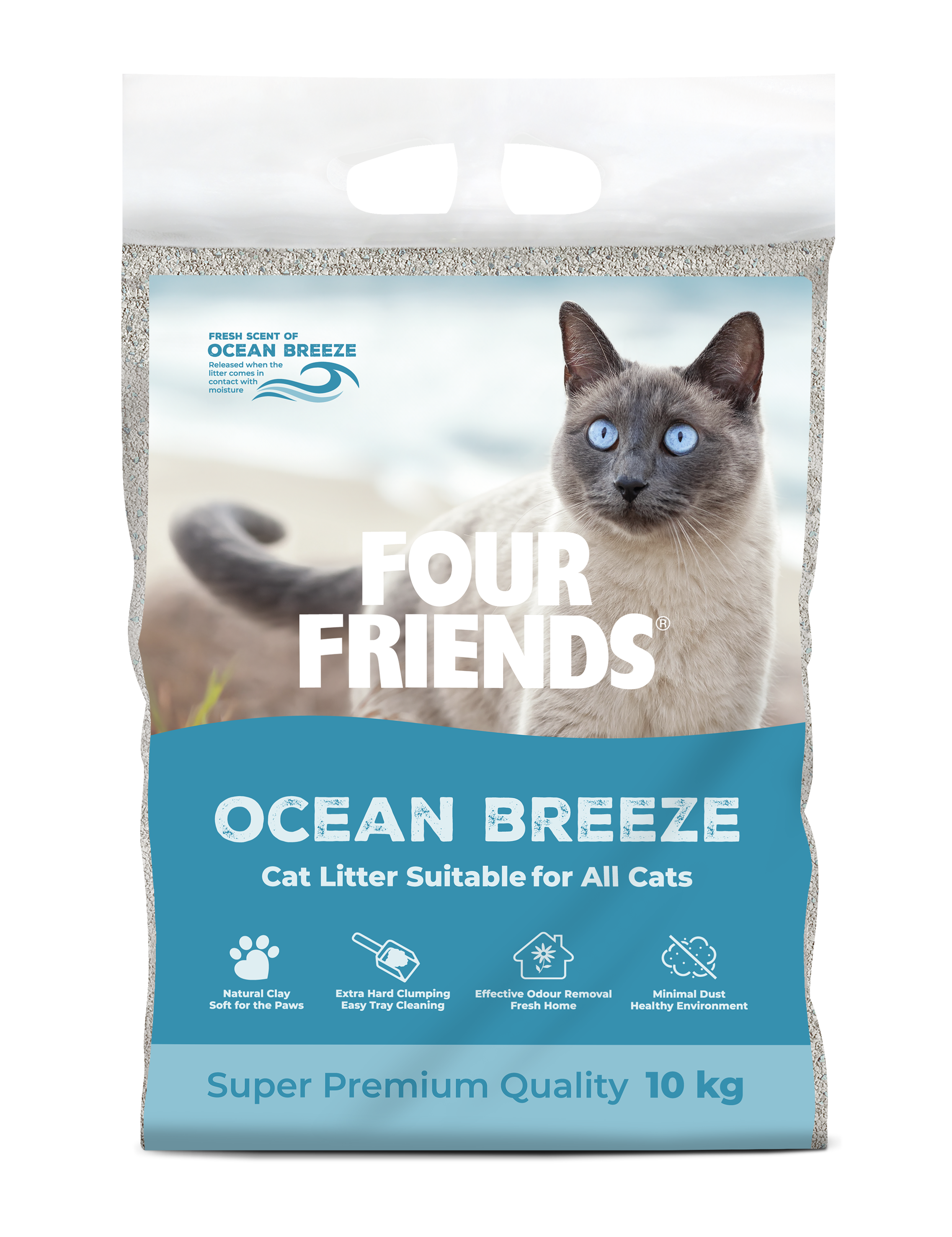 FourFriends Cat Litter Ocean Breeze 10 kg - Havsbris