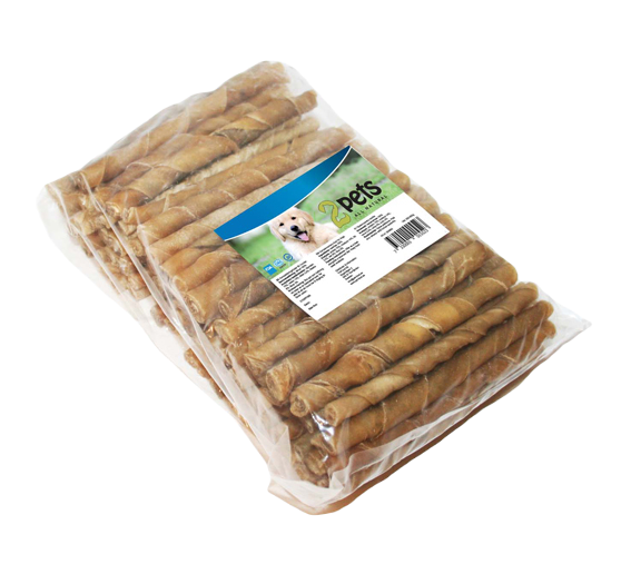 Tyggepinne vridd 12 cm/ 7-8 mm 100-pk.