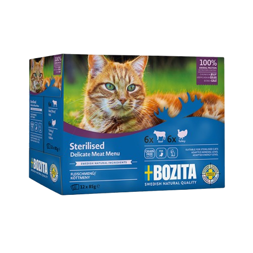 Bozita Katt Innendørs & Sterilisert med reinkjøtt i gelé 12 x 85g
