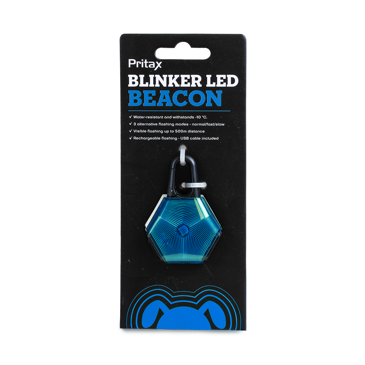 Blinkende LED-fyr, 5x6,5 cm, blå