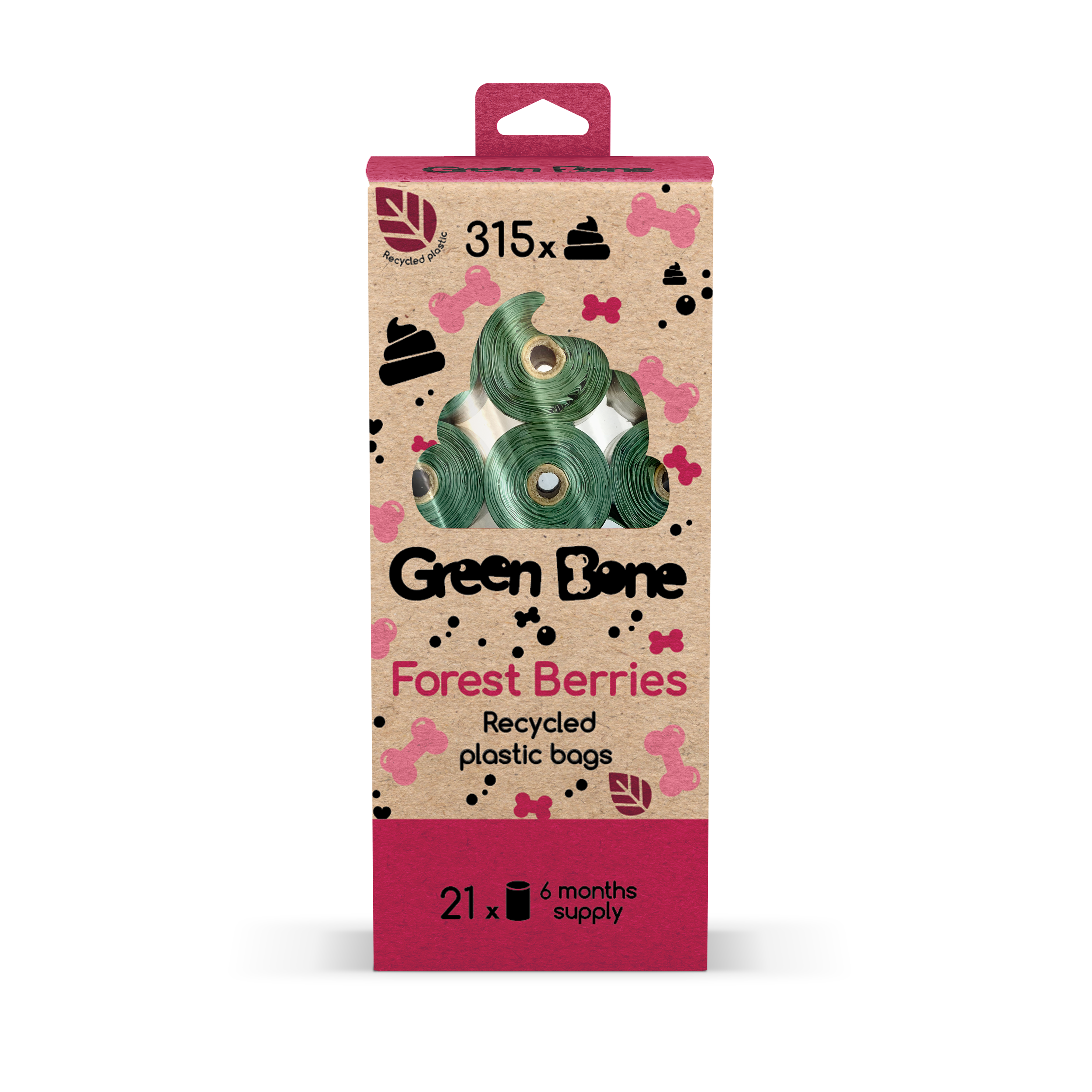 Refill Forest Berries biologisk nedbrytbare hundeposer Grønne 315 poser