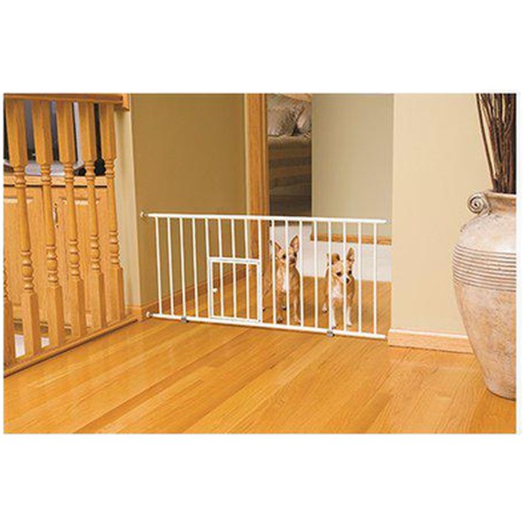 Carlson Pet Gate Mini Walk-Through med liten kjæledyrdør Hvit 74-96,5 x 46 cm