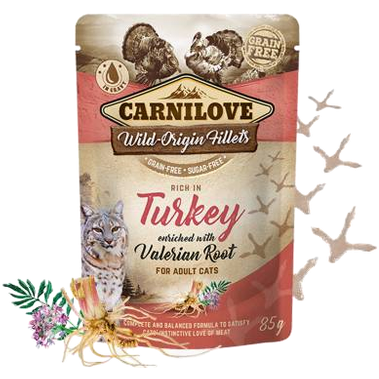 Cat Pouch Turkey beriket med vendelrot 85 g x 24 stk.