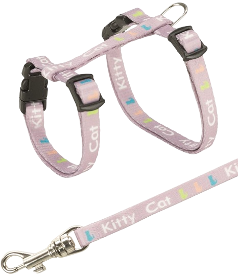 Trixie - Junior kattunge sele + bånd, pusemotiv, 21-33 cm/8 mm, 1,20 m - Katt - Halsbånd og seler - SelerPetXL