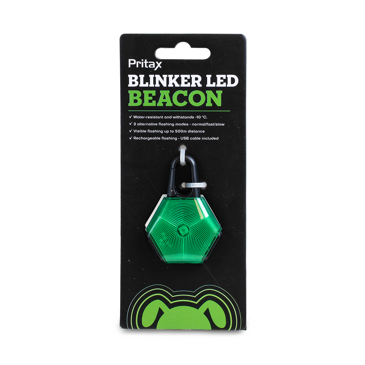 Blinker LED-lampe, 5x6,5cm, grønn