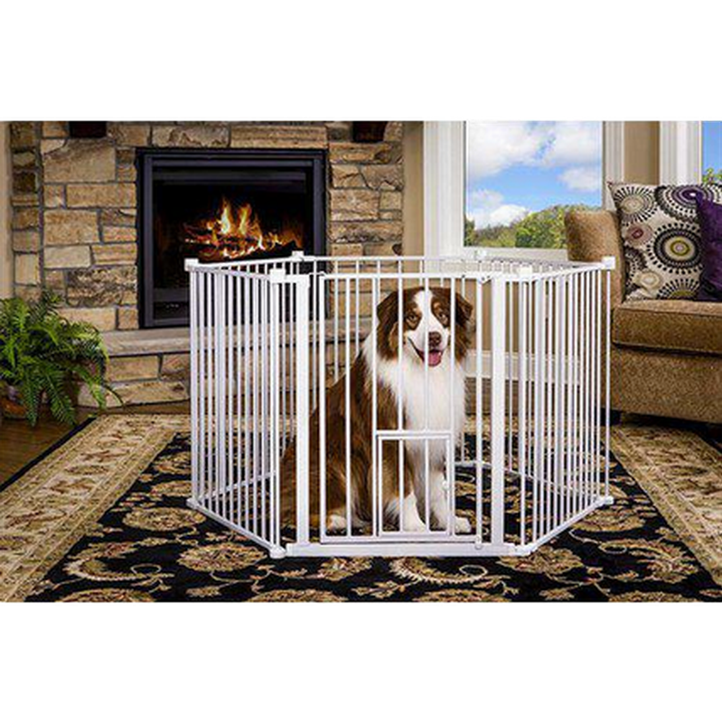 Konvertibel kjæledyrgrind for kjæledyr Hvit 366 x 71 cm
