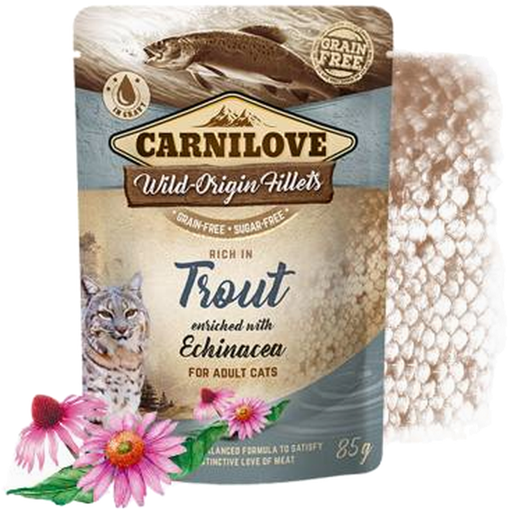 Cat Pouch Trout beriket med Echinacea 85 g x 24 stk.