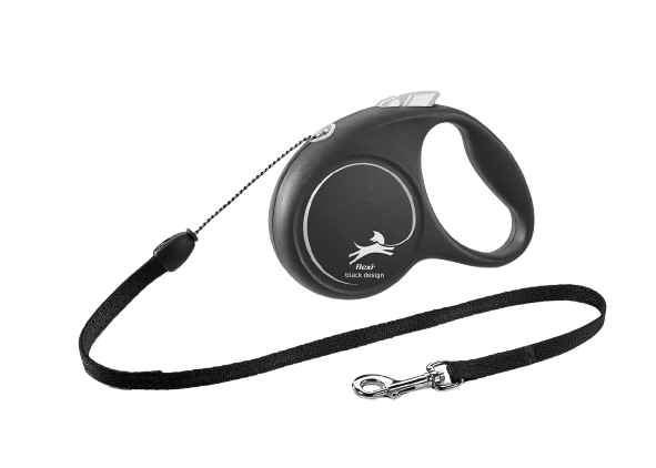 Flexi Rullebånd Svart Design Cord Silver