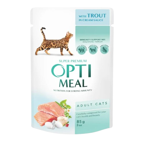 Сanned Pet Food For Adult Cats With Trout In Cream Sauce