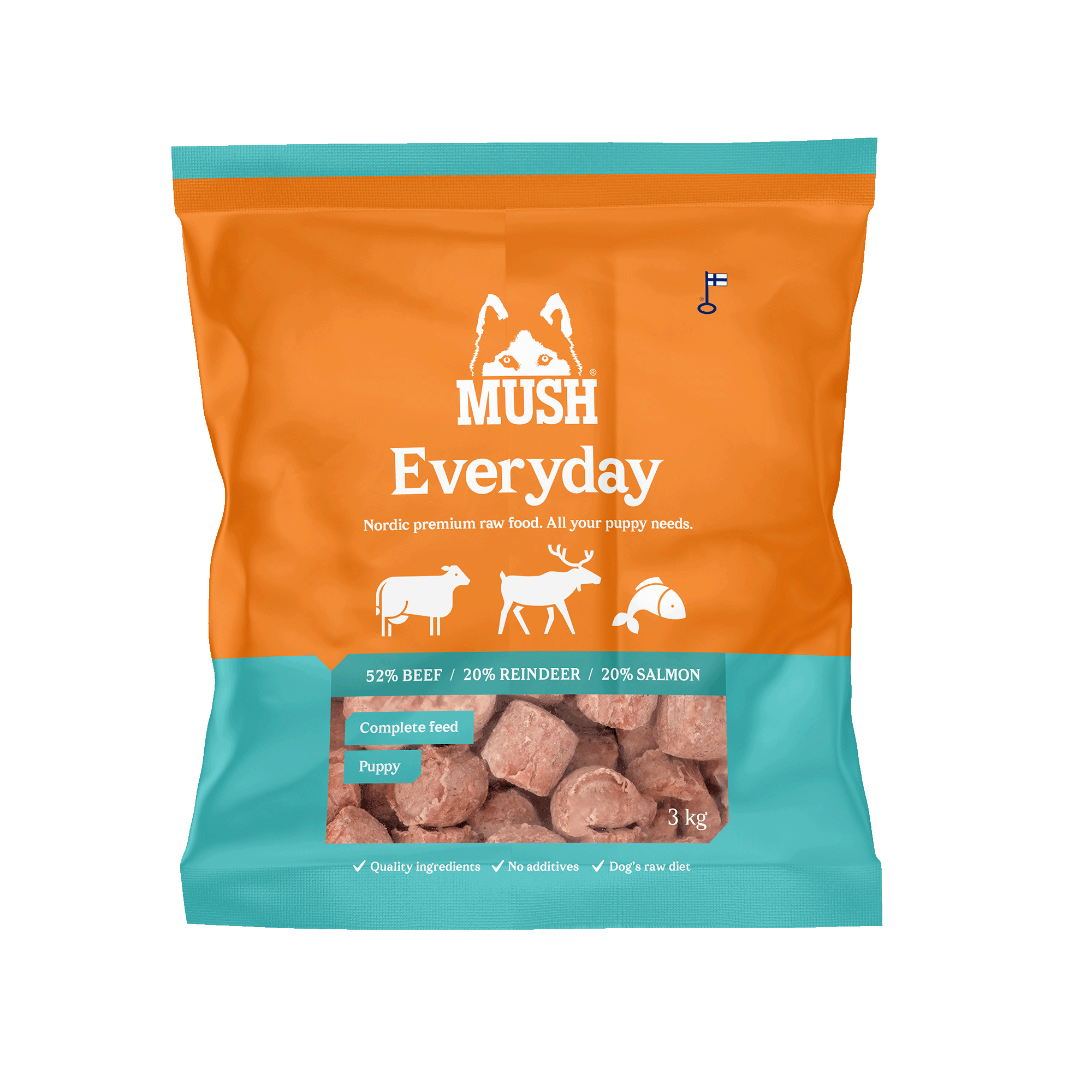 Mush Mush Everyday Puppy Ice Blue Storfekjøtt, Reinsdyr, Laks 3 kg
