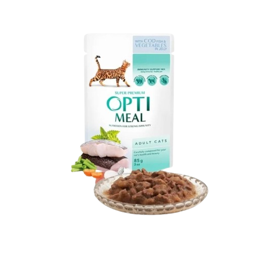 Optimeal Adult & Senior Codfish And Veggies Våtfôr Til Katt 12 x 85 g