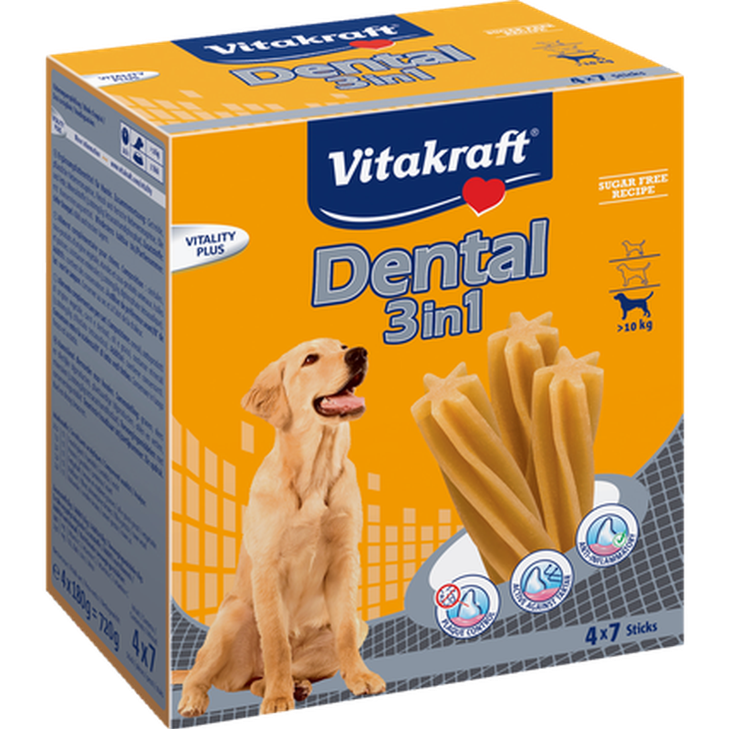 Vitakraft Dental Care 3 i 1 Dog 28-pakning