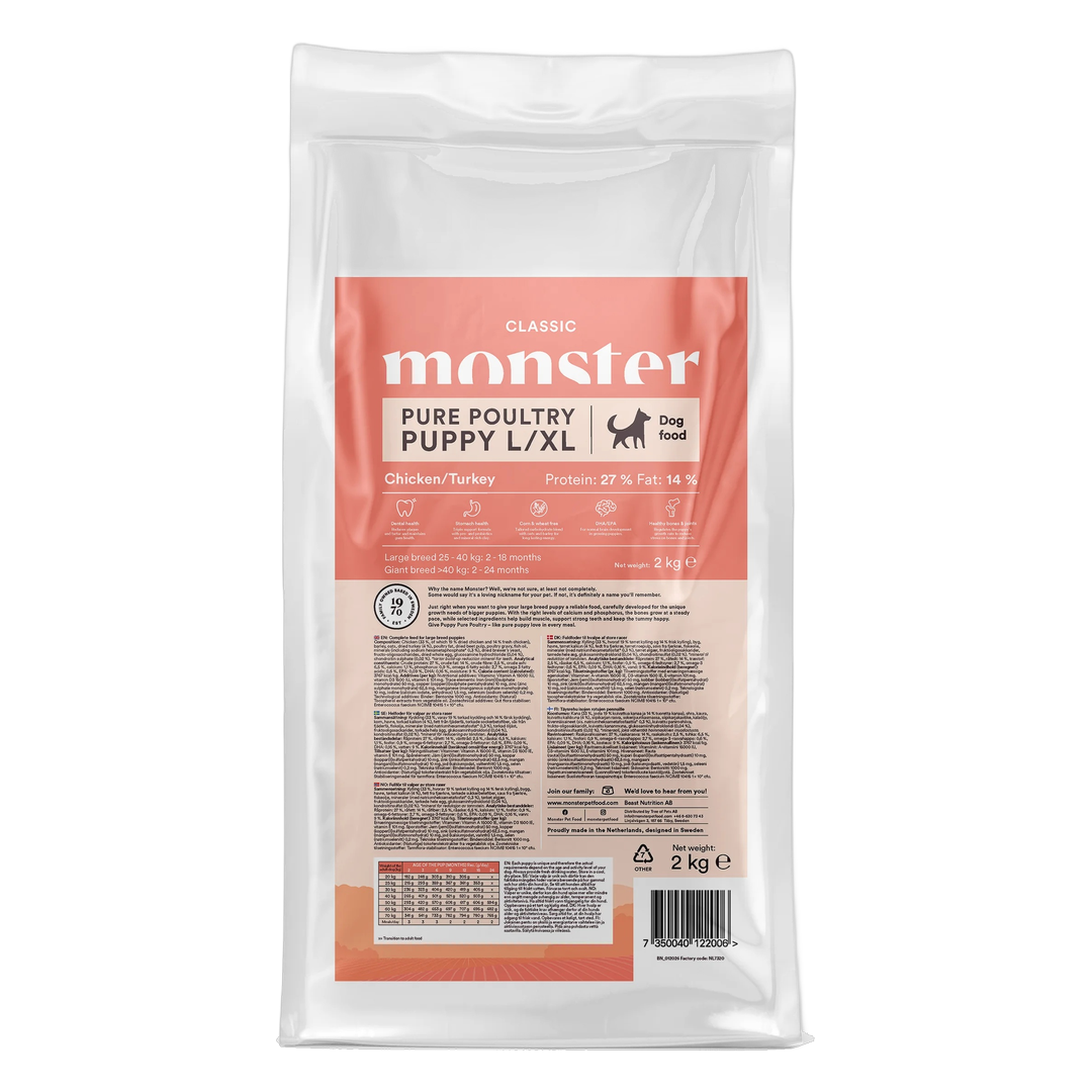 Monster Pet Food Monster Tørrfôr Classic Puppy Pure Poultry L/XL