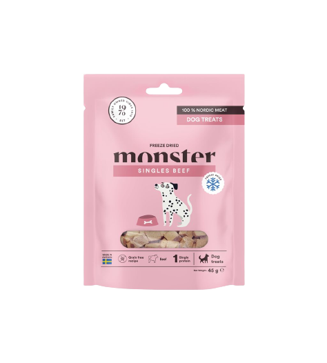 Monster Pet Food Hundegodbiter frysetørket storfekjøtt 45 g