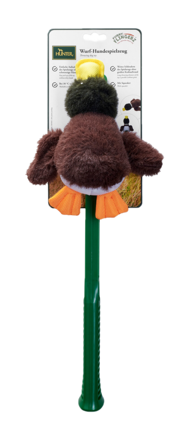 Hunter Hundeleketøy Flingerz Furry Duck med avskyter