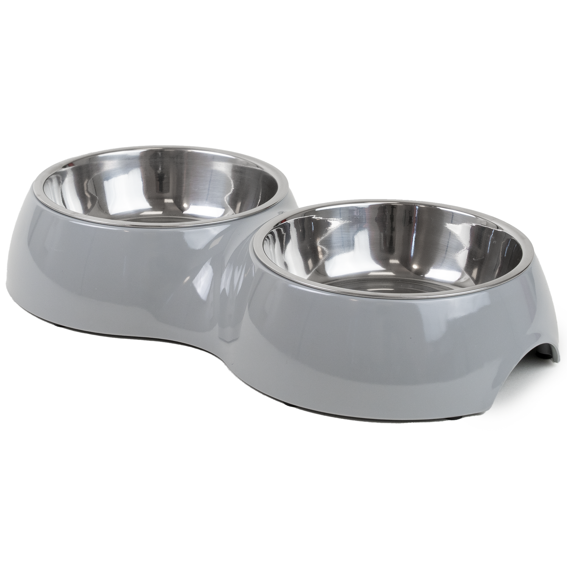 Dobbel matbolle Solid Grey M, 350ml, 33x17,5x6cm