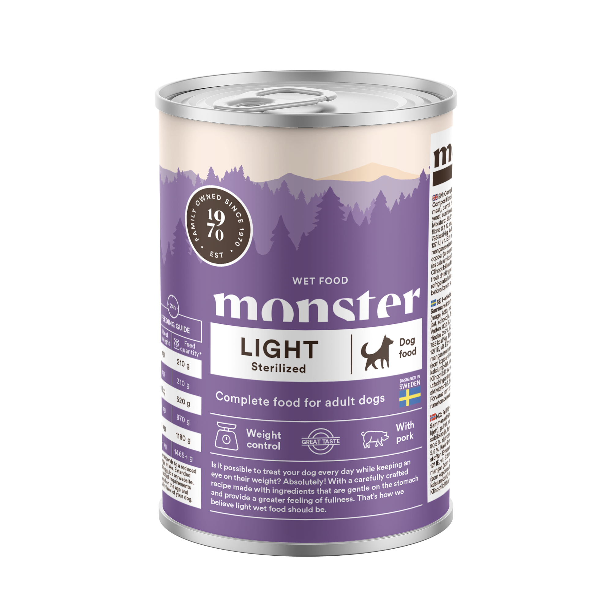 Monster Pet Food Hund Adult Light / Sterilisert boks 400 g