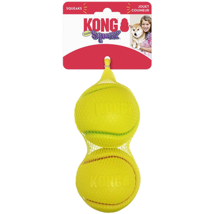 Kong Hundeleketøy Squeezz Tennis 2-pakning Medium 6cm