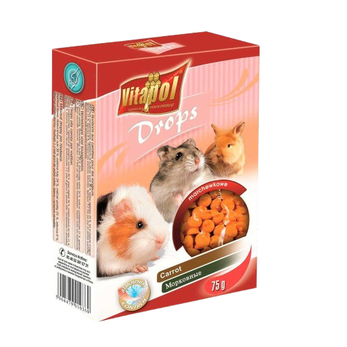 Vitapol - Drops Gnager Gulrot 75 g - Smådyr - SnacksPetXL