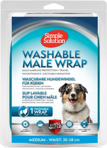 Vaskbar bleie for hannhunder, M, Midje 30-58 cm