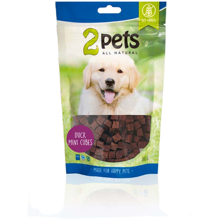 2 pets Dogsnack MiniCubes Duck