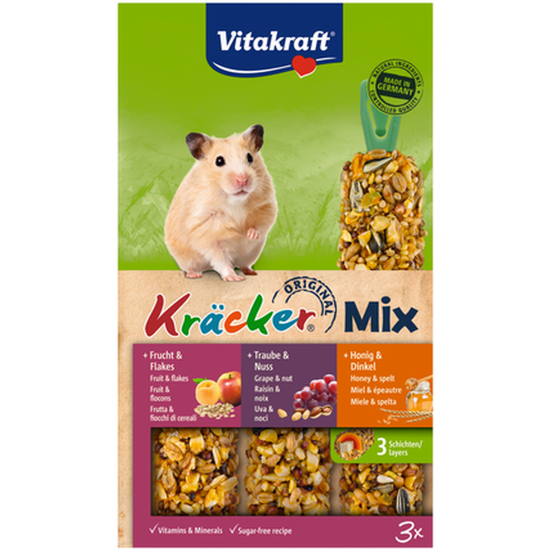 Vitakraft - Kjeks Hamster Honning/Nøtt/Frukt 3-pk. - Smådyr - SnacksPetXL