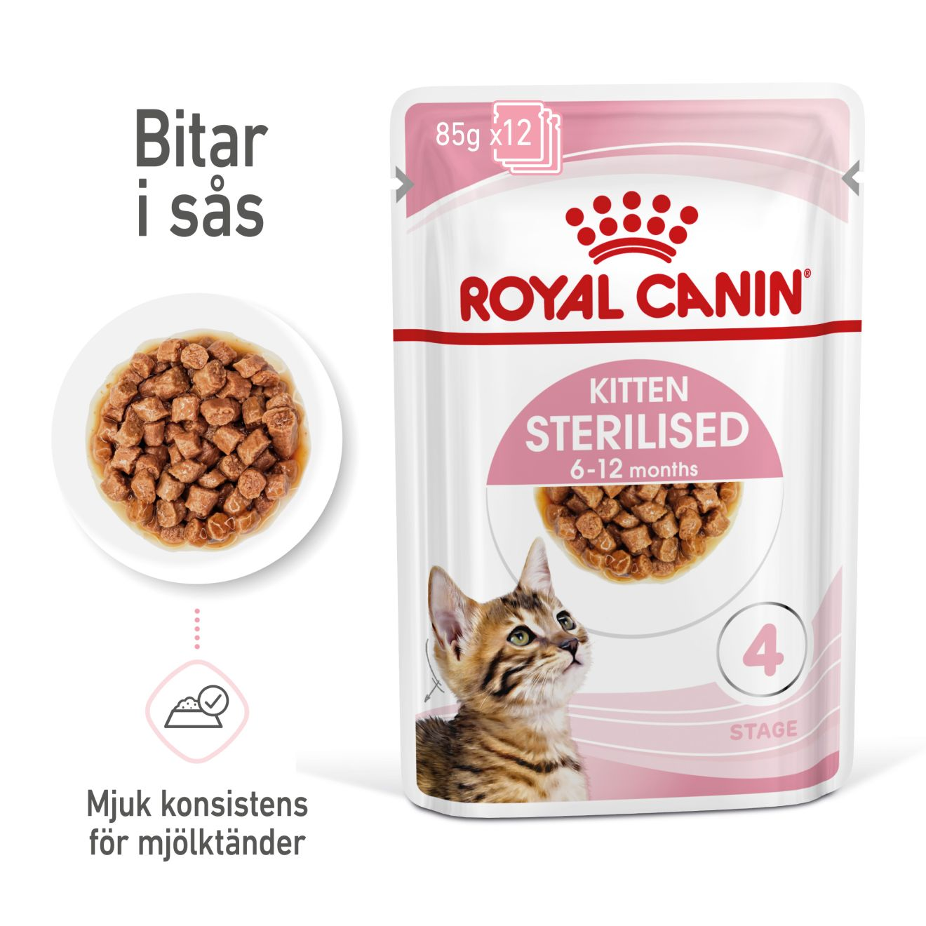 Kitten Sterilised Gravy Våtfôr for kattunger 85 g x 12 stk