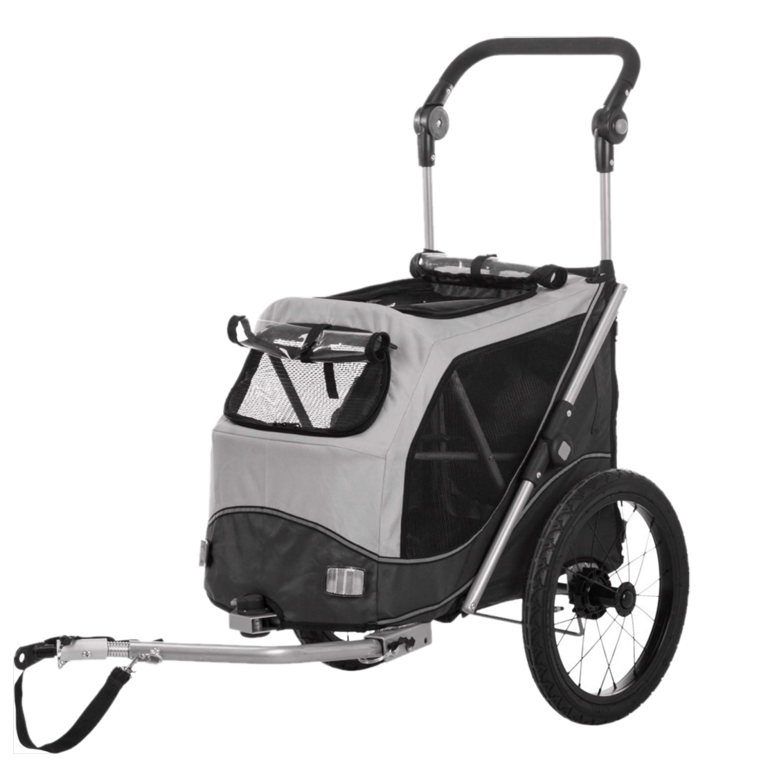 Trixie Sykkelvogn Quick-Fold for hunder, 63 x 95 x 90/132 cm, Medium, Grå