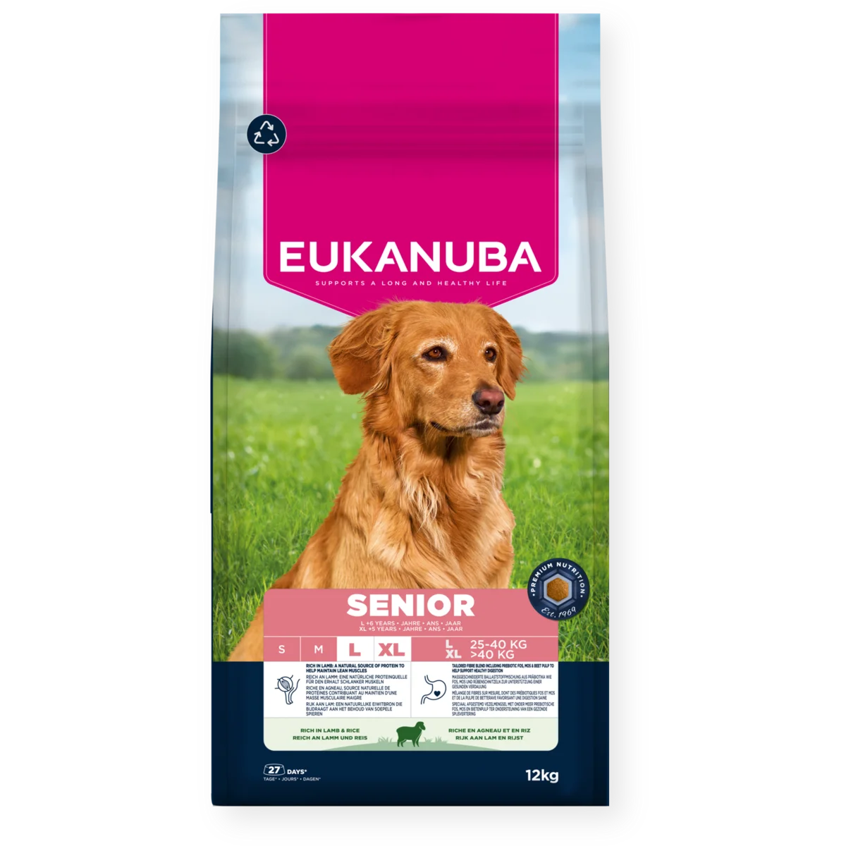Eukanuba Dog Senior Large Breed Lam og ris 12 kg