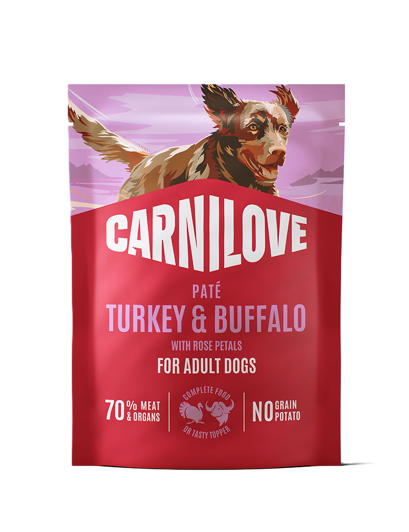 Dog Pouch Paté Turkey & Buffalo with Rose Petals