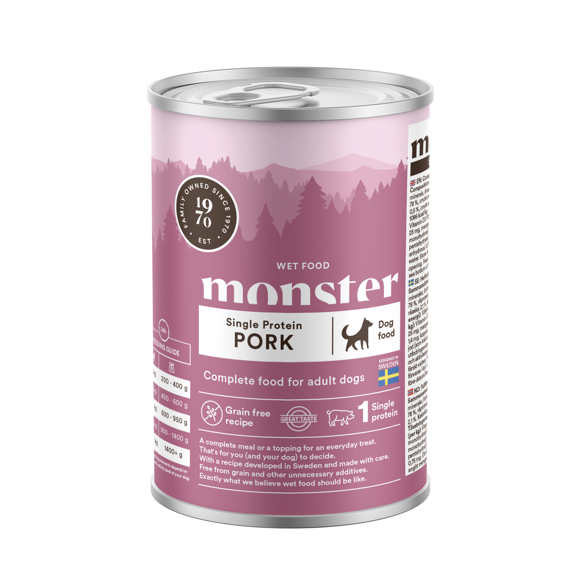 Monster Pet Food Hund Adult Single Protein Svinekjøtt boks 400 g