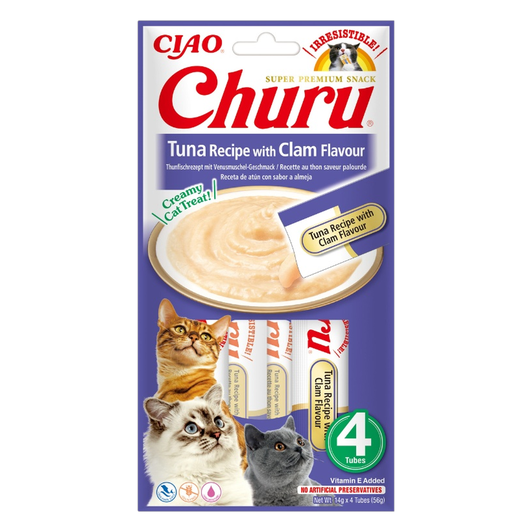 Churu Churu Kattegodbit Tunfisk med Muslingsmak 4-pakning
