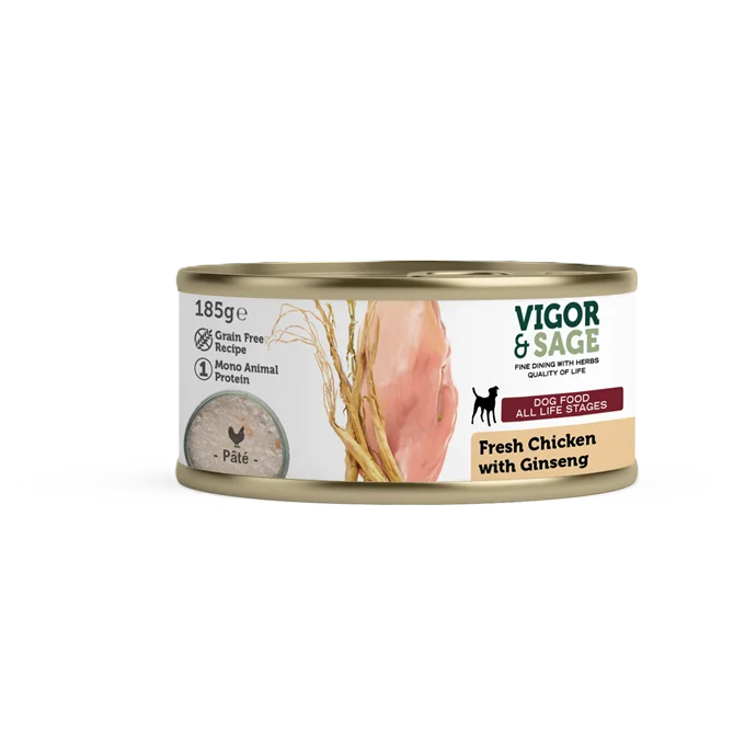 Vigor and Sage Ginseng & Fresh Chicken Dog – våtfoder med ginseng och kyckling