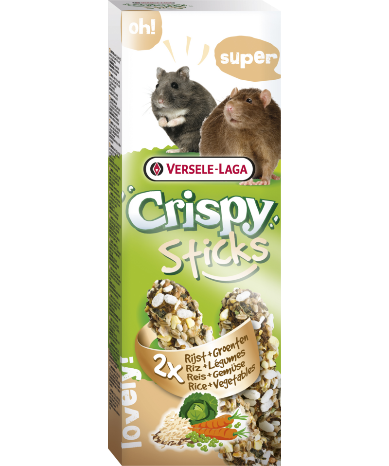 CrispySticks Hamster-rotte ris/grønnsaker 2-pk.
