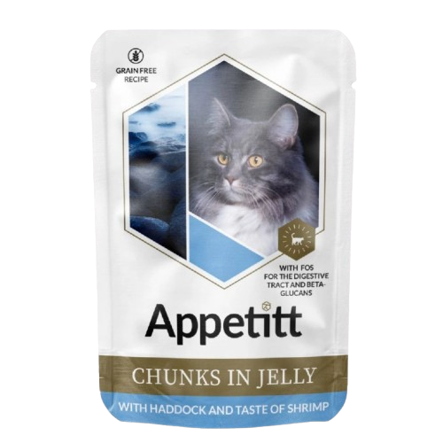 APPETITT Kolje og reke i gele våtfôr til katt