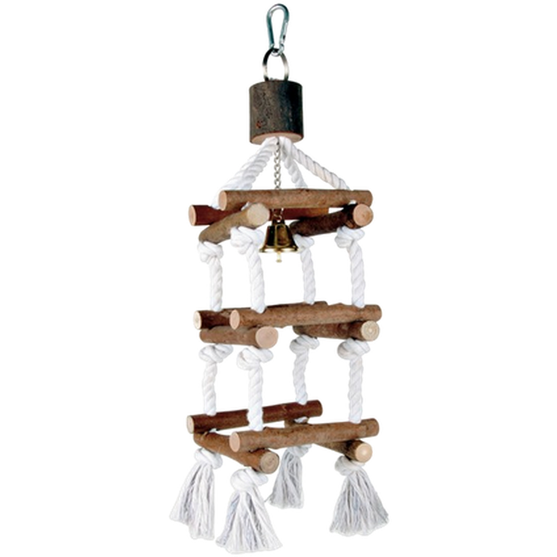 Trixie - Natural Living Tower med tau og bjelle Brun 34 cm - Fugl - LekerPetXL