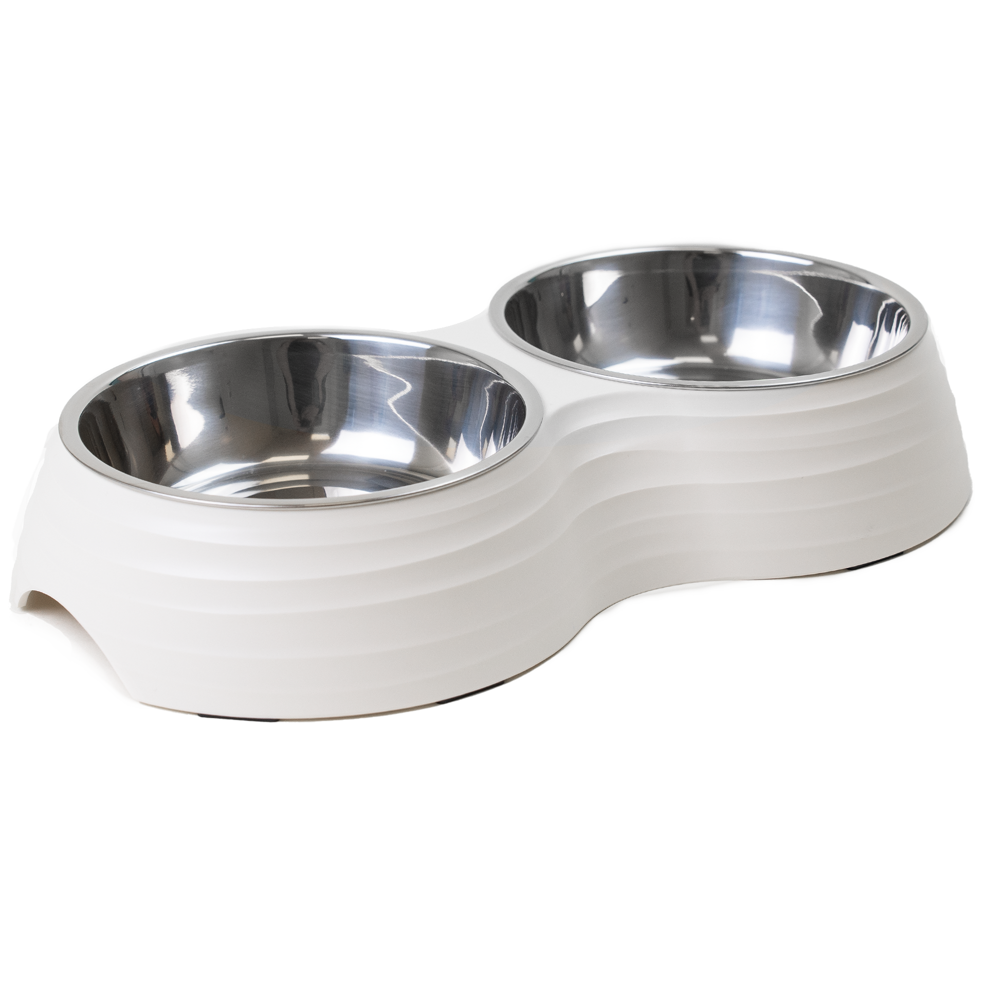 Dobbel matskål Ripple Hvit M 350 ml 32x17,5x6,5 cm