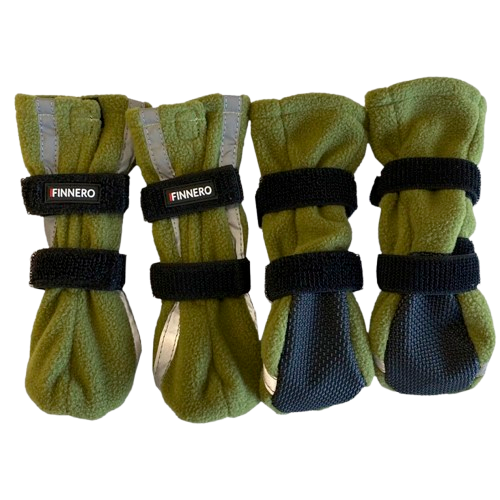 Finnero Hundesko Halla med refleks 4-pakning Grønn