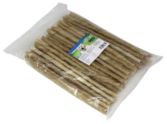 Tyggepinne vridd 24 cm/ 9-10 mm, 50-pk.