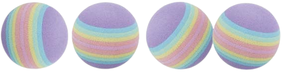 Kattleksak Rainbow-baller 4-pakning 3,5 cm