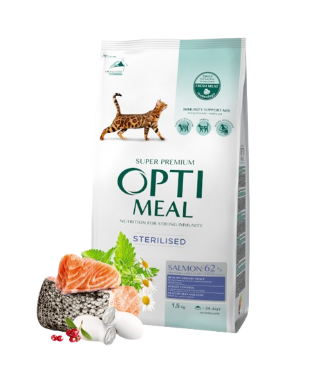 Complete dry pet food for sterilised cats
