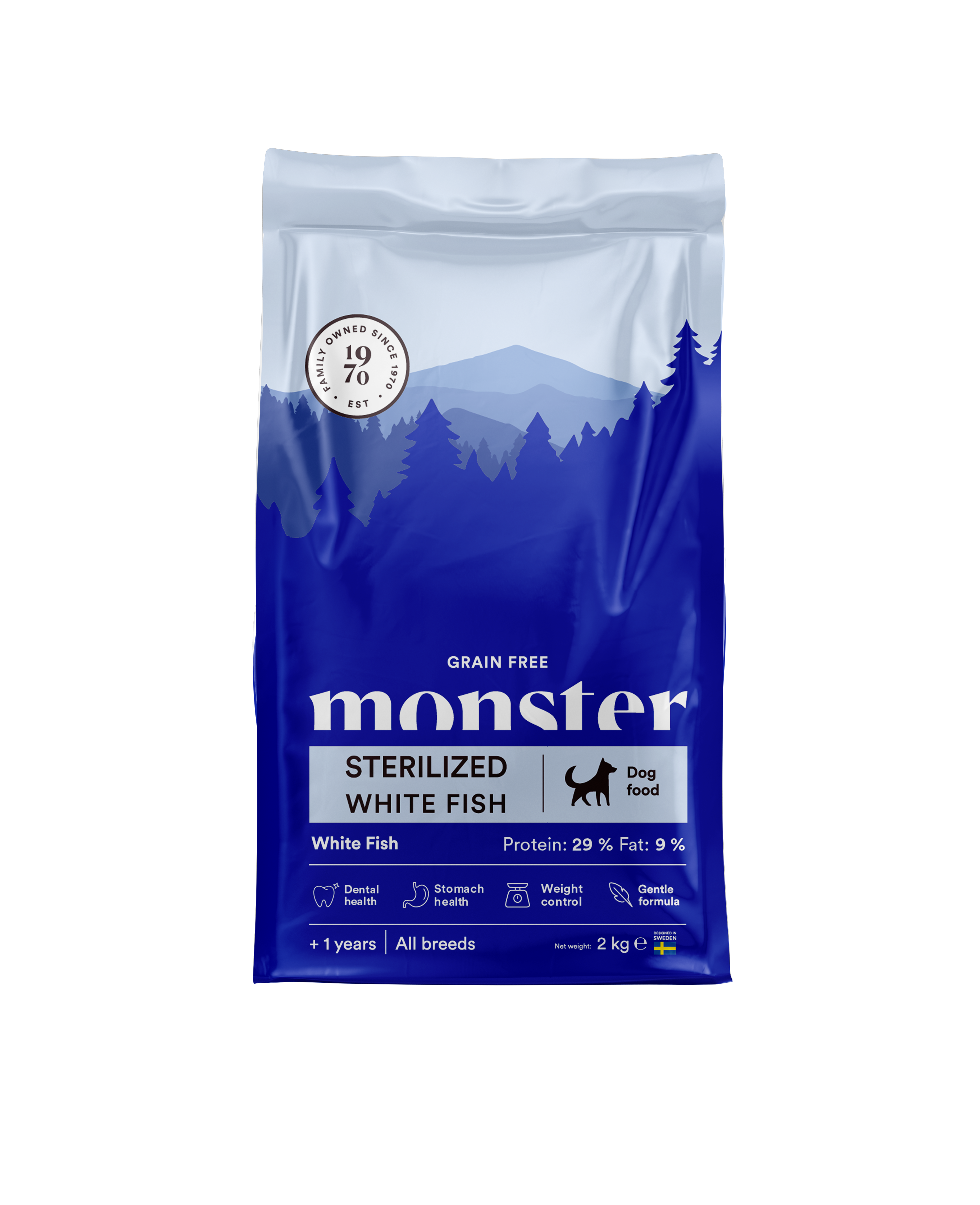 Monster Pet Food Kornfri sterilisert hvit fisk