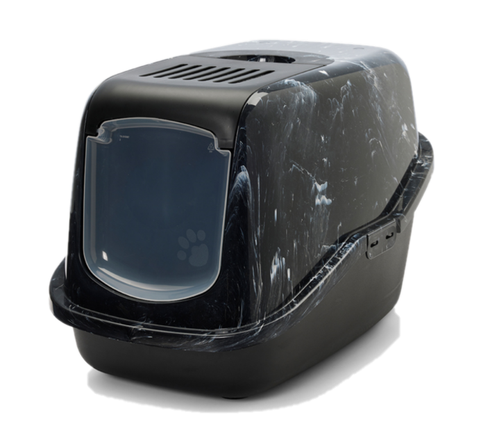 Katteboks Nestor Marble Black White-Black 56x39x38cm.