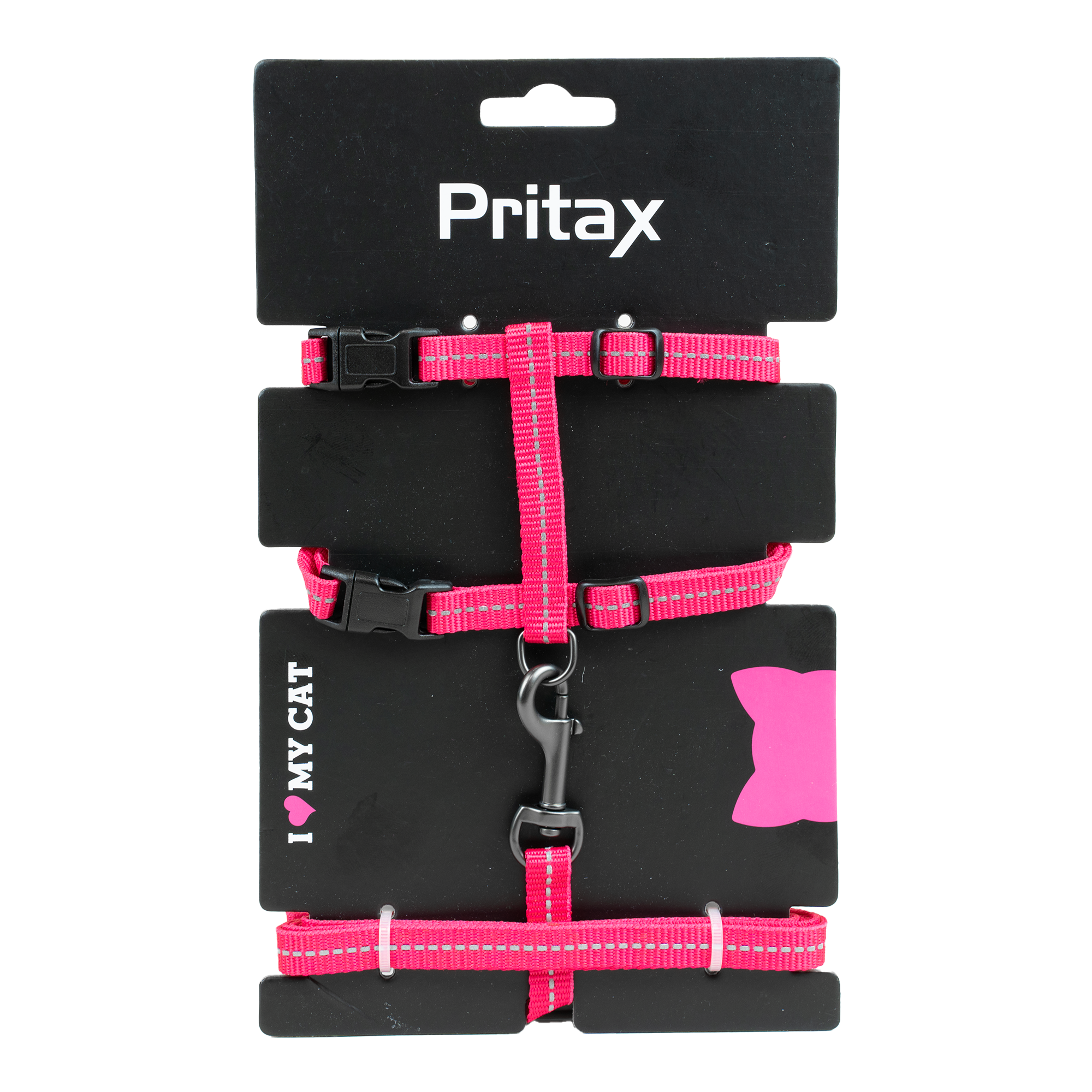 Pritax - Kattesele med bånd Maja Hals 22-35 cm Bryst 27-45 cm Bånd 10 mm x 120 cm Rosa - Katt - Halsbånd og seler - SelerPetXL