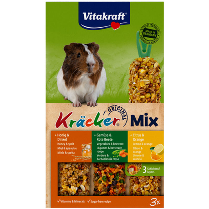 Vitakraft - Crackers Marsvin Honning/Frukt/Sitron 3-pk. - Smådyr - SnacksPetXL