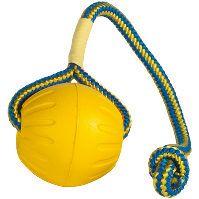 StarMark Swing & Fling Durafoam Fetch Ball på tau Gul Medium
